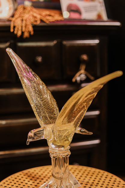 Clear Glass Bird With Gold Flecks Aventurine